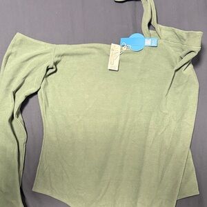 Elegant Olive Green Off-Shoulder Top body suit